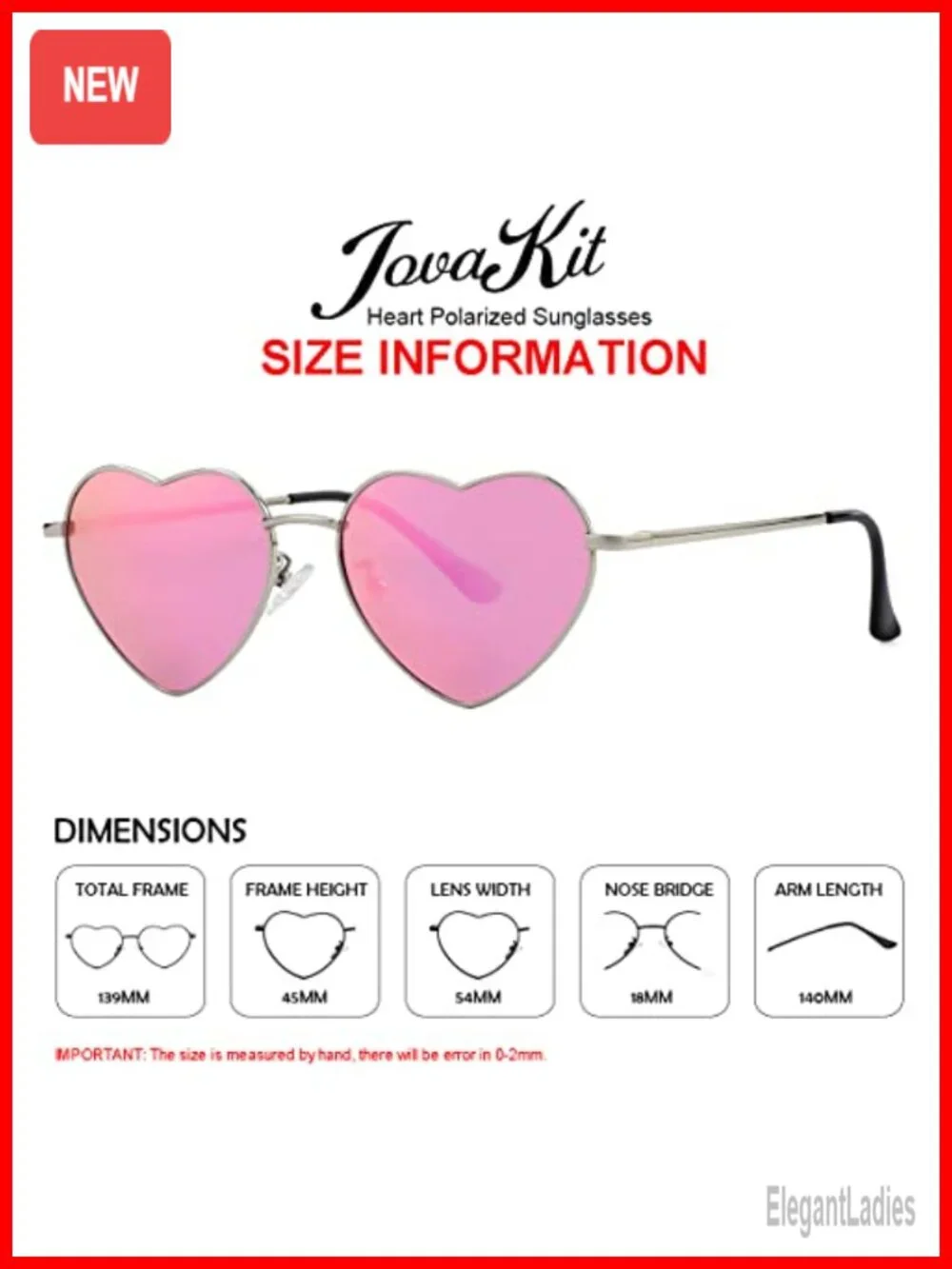 Polarized Heart Sunglasses Metal Frame UV400 Protection